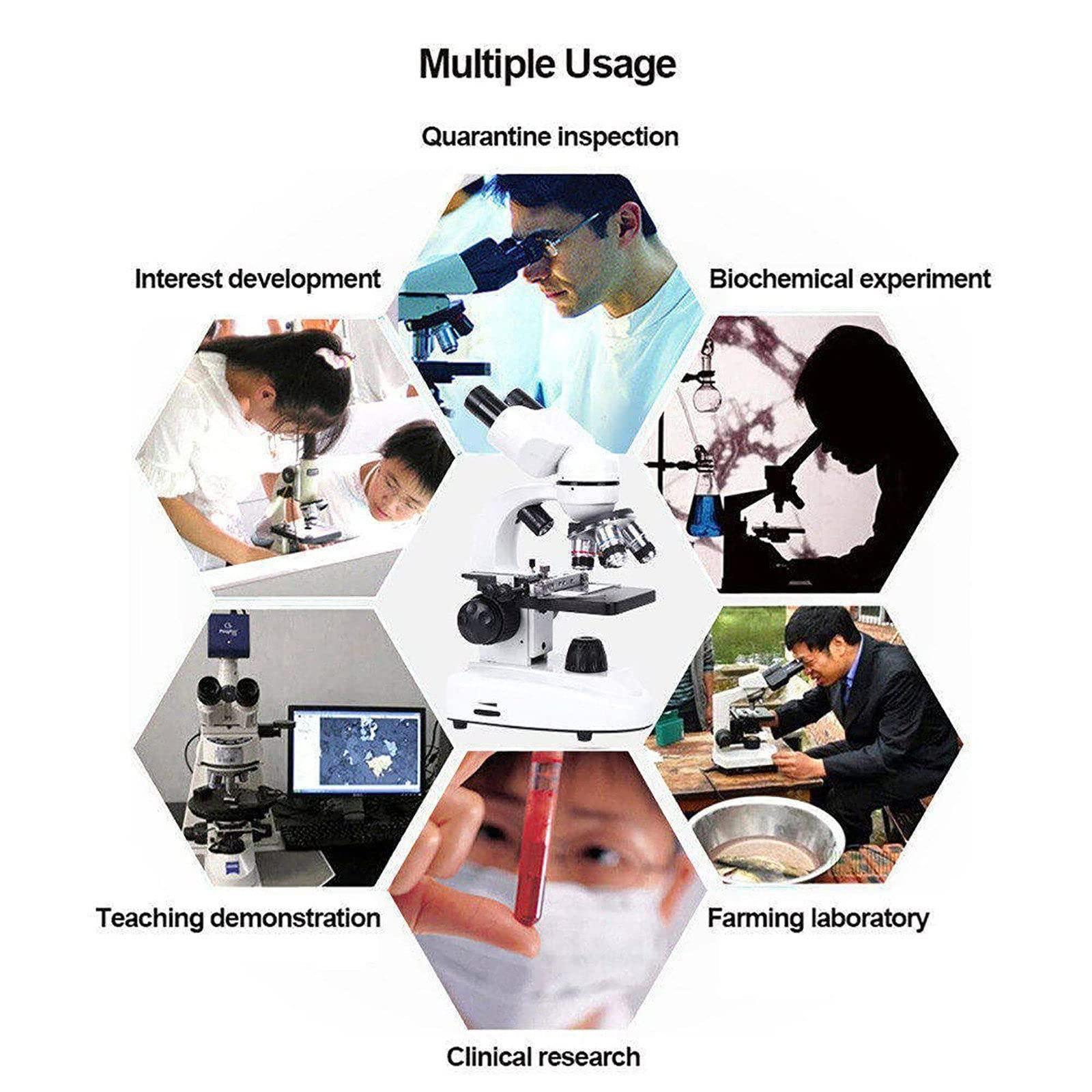 Hoiaost 6000X /10000 X /15000X / 20000X Compound Microscopes, Binocular Biological Microscope, with Mobile Phone Holder, Can Be Connected to A Computer Screen, for Amateur Scientist/Hobbyist,15000X