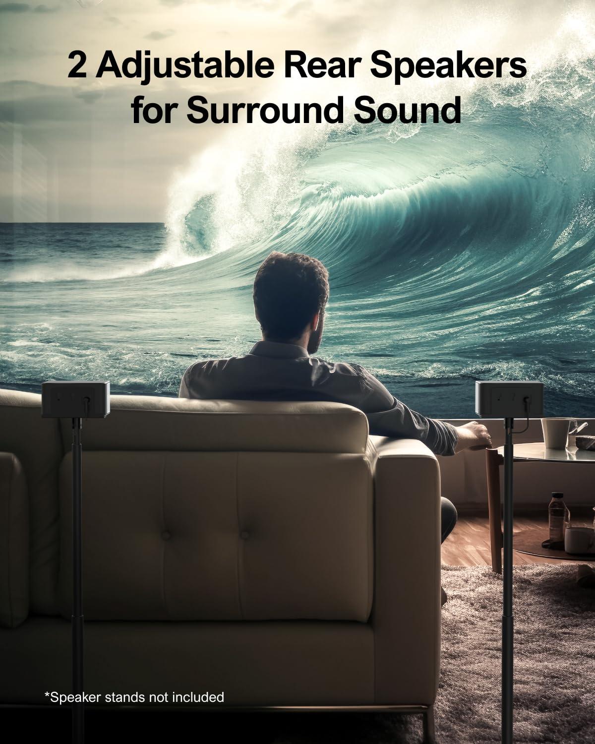 ULTIMEA ULTIMEA Poseidon D50 Sound Bar with Steady 300 Speaker Stands Pair - Home Audio Setup