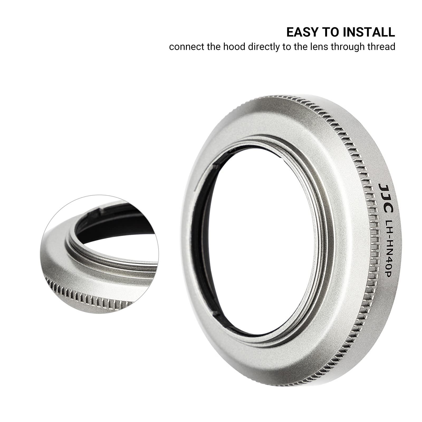 JJC (Silver) Camera Lens Hood for NIKKOR Z DX 16-50mm F3.5-6.3 VR on Z30 Z fc ZFC Z50, Replace Nikon HN-40 Lens Hood, Compatible w 46mm Cap and 46mm Filter