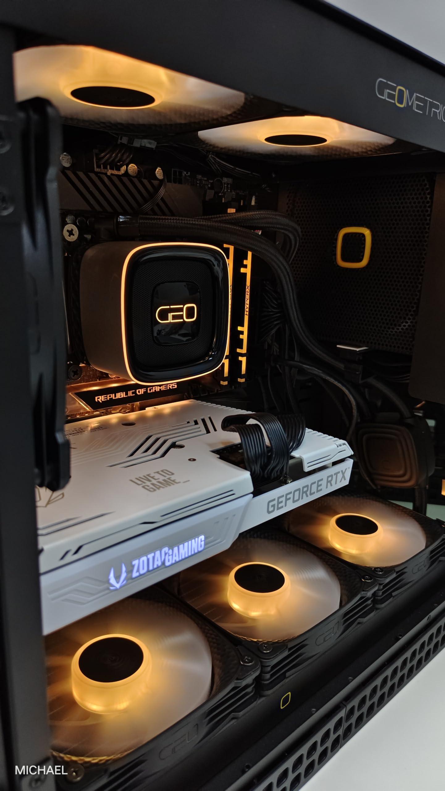 Geometric Future Geometric Future M4 King Arthur White mid/Mini Tower, E-ATX/ATX Gaming Case, Glass/ 1.2mm Steel, Vertical Air Tunnel Design, Type C, 360/240 Radiator, Vertical GPU Mount, GEO-M4-KAW(PC Case ONLY)