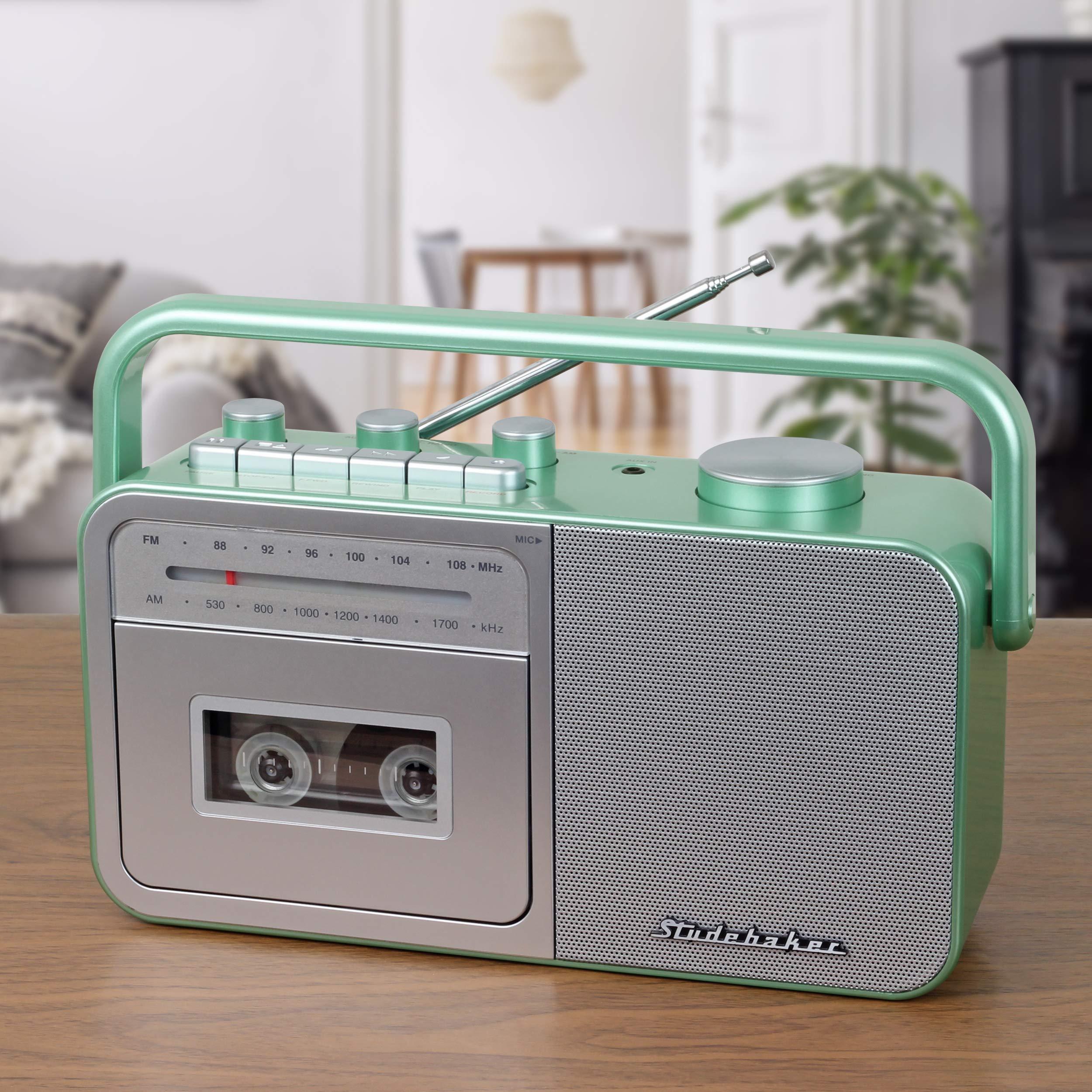 Studebaker Studebaker SB2130TS Portable Cassette Player/Recorder with AM/FM Radio (Teal/Silver)