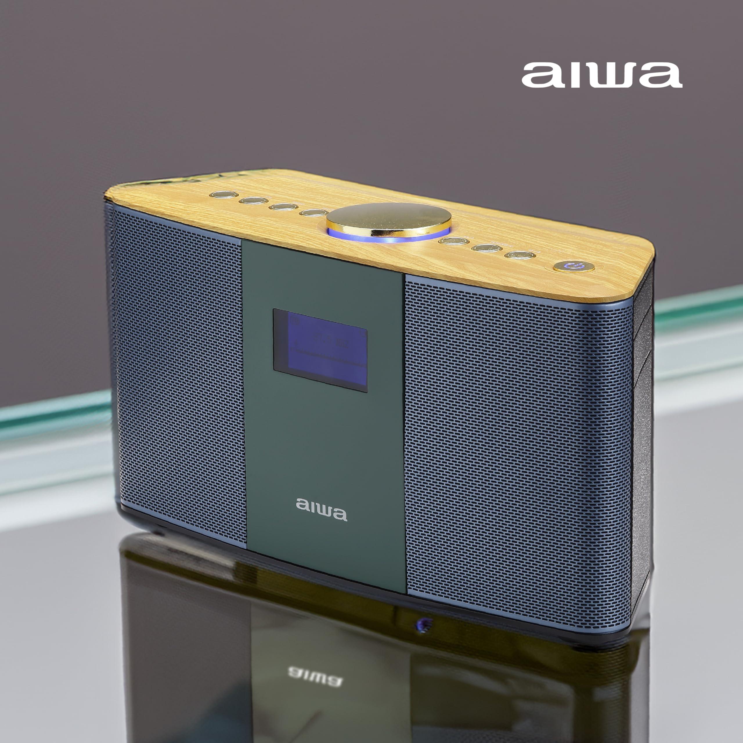 Aiwa Aiwa Exos 5 Wireless Speaker - Unleash Powerful Sound and Versatile Connectivity On-The-Go Experience Bluetooth Freedom, FM Radio, Clock, 20W RMS, LCD Display, and Alarm Clock Functionality