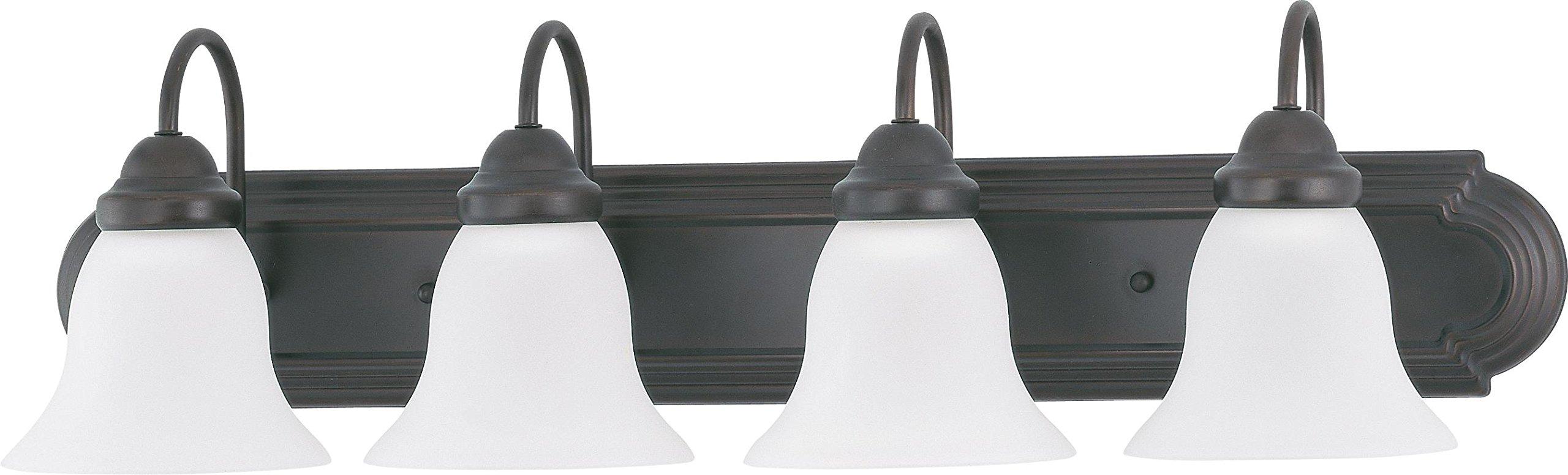 Nuvo Ballerina 4 Light Vanity Light Bulb: 100 Watt, Shade Color: Frosted White, Finish: Mahogany Bronze