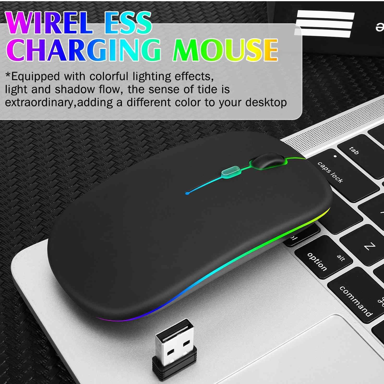 UrbanX UrbanX Bluetooth Rechargeable Mouse for Toshiba Dynabook Tecra A40-G Laptop Bluetooth Wireless Mouse Designed for Laptop/PC/Mac/iPad pro/Computer/Tablet/Android RGB LED Onyx Black