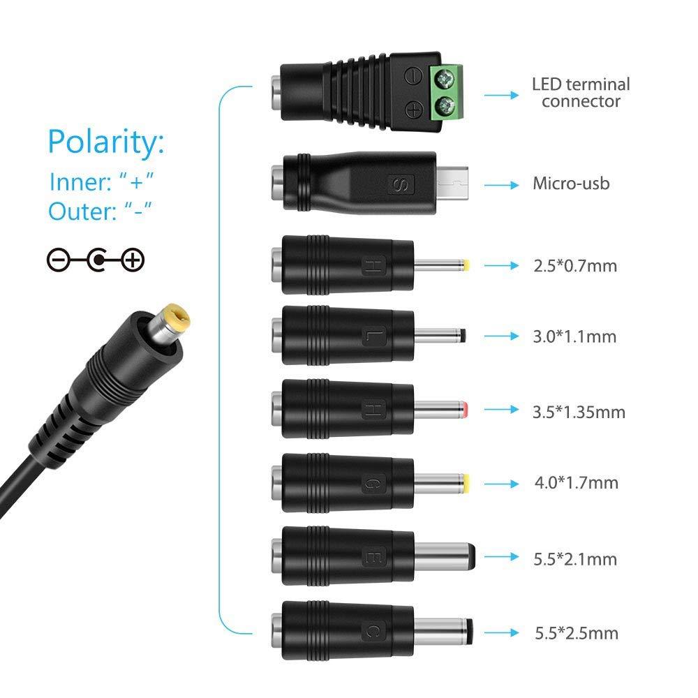 Belker Belker 12W 3V 4.5V 5V 6V 7.5V 9V 12V Adjustable Voltage Universal AC/DC Adapter Power Supply for Household Electronics,Micro USB - 1A Max. [BN]