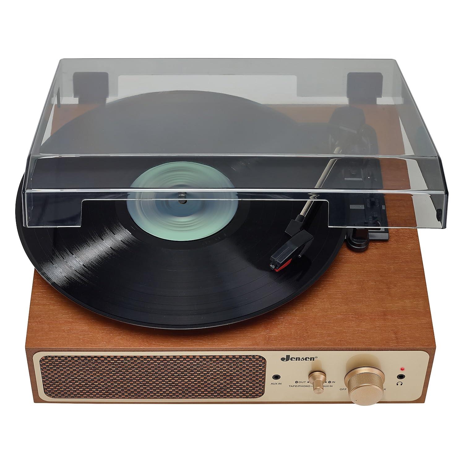 Jensen Jensen JTA-245 Dual Bluetooth Turntable (33/45/78 RPM) Cassette Player/Speakers