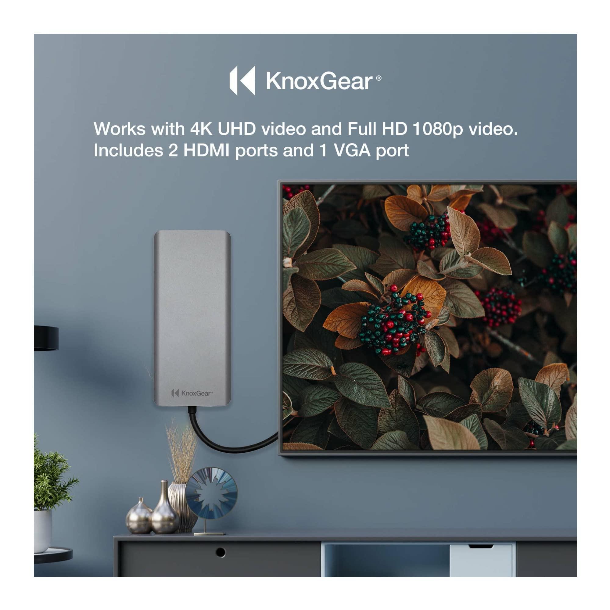 Knox Gear Knox Gear Kernel 13-in-1 USB-C Power Delivery Charging Port Hub, USB C Hub, 2 HDMI Ports, SD and MicroSD Card Slots, Data Transfer Rate of 5 Gbps, Multiport Adapter Compatible with Mac and PC Devices