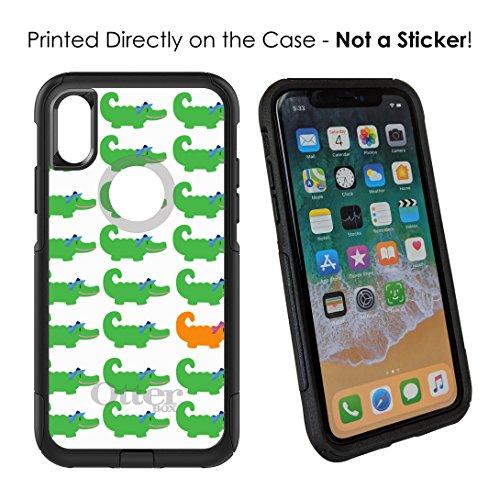 DistinctInk DistinctInk Case for iPhone X/XS (5.8" Screen) - Replacement for OtterBox Commuter Black Custom Case - Green Orange Blue Alligator Gator - Cartoon Alligators