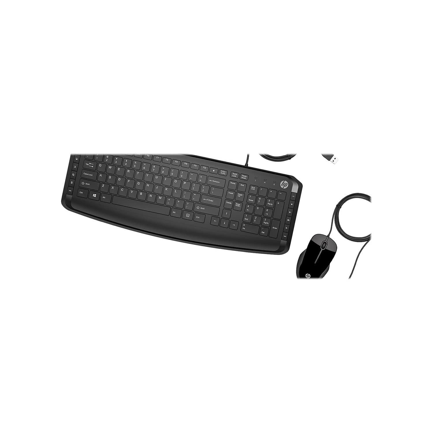 HP HP Pavilion Wired Keyboard and Mouse 200 (Black) - USB-A Plug-and-Play - Full-Sized Keyboard with Numeric Keypad, Enhanced F1-F12 Keys, & 12 Hotkeys - 1600 DPI Mouse - Windows Compatible (9DF28AA#ABL)