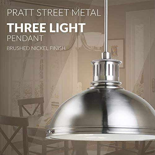 Sea Gull Lighting Sea Gull Lighting 65087-962 Pratt Street Metal Pendant Hanging Modern Fixture, Three - Light, Brushed Nickel