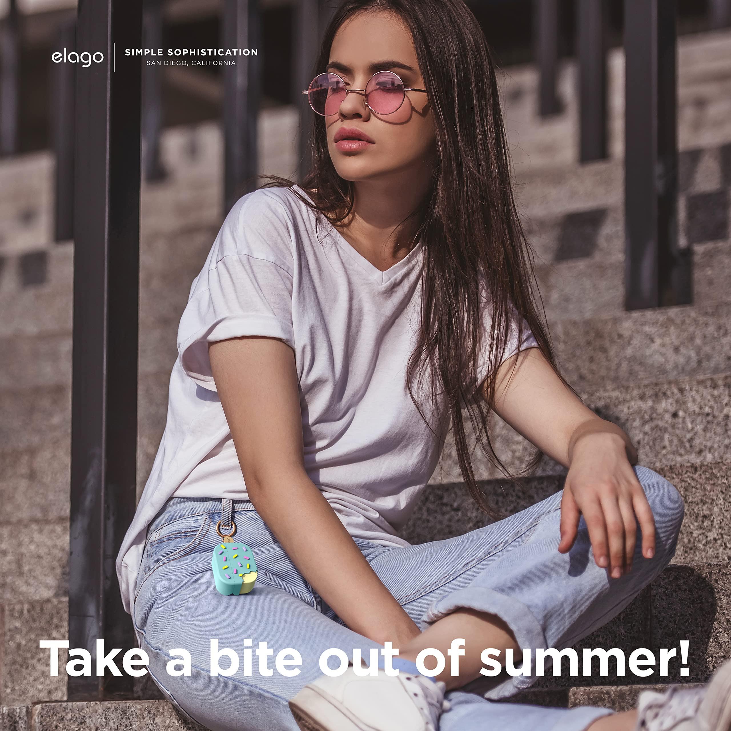 elago elago Ice Cream Case Compatible with AirPods Pro 2, Compatible with AirPods Pro 2nd Generation Case, Carabiner Included, Supports Wireless Charging, Full Protection (Mint)