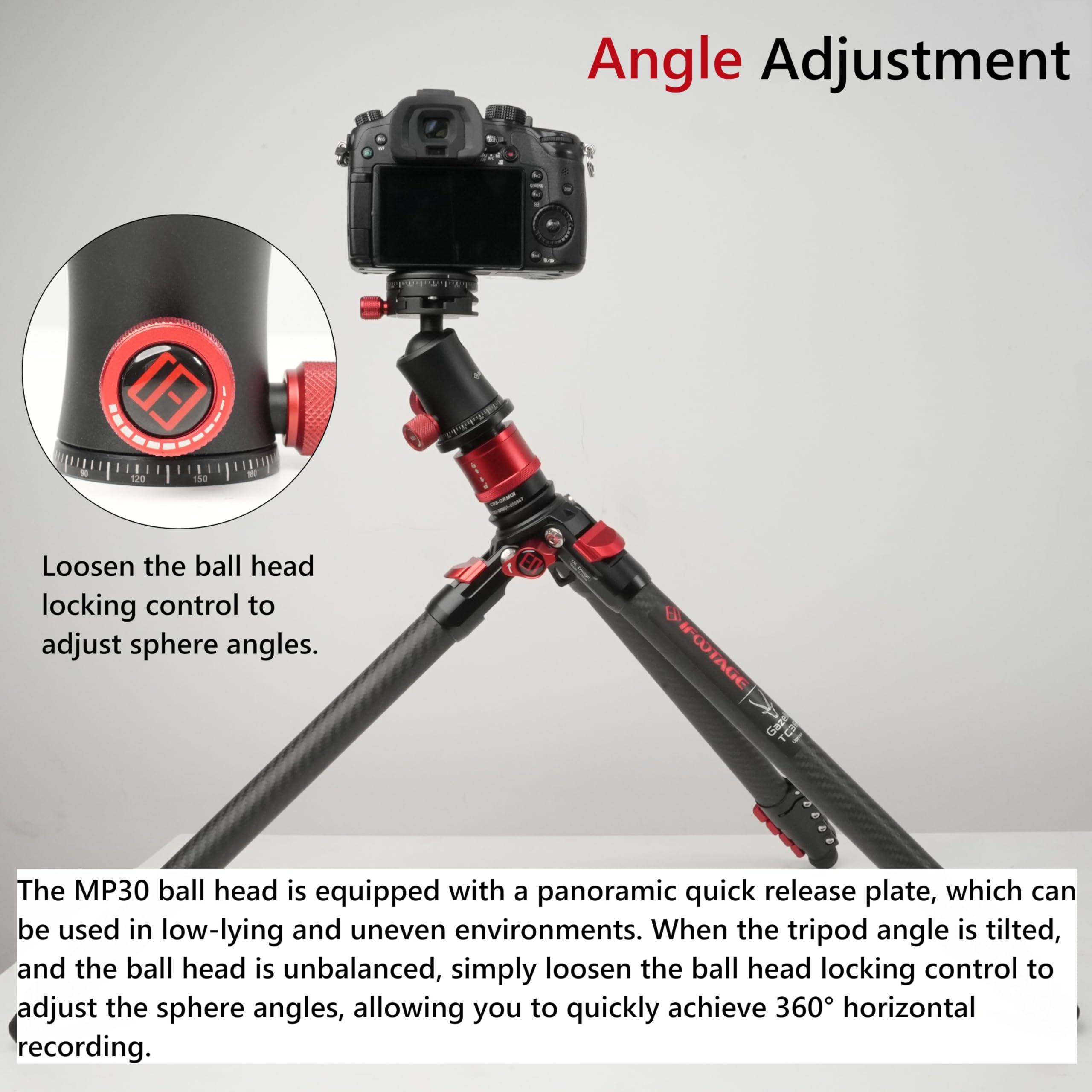 IFOOTAGE IFOOTAGE Komodo MP30 Ball Head,Metal 360 Rotating Ball Head with Panoramic Quick Release Plate, Compatible with Digital SLR Cameras, Mirrorless Cameras and Digital Cameras Load 22lbs