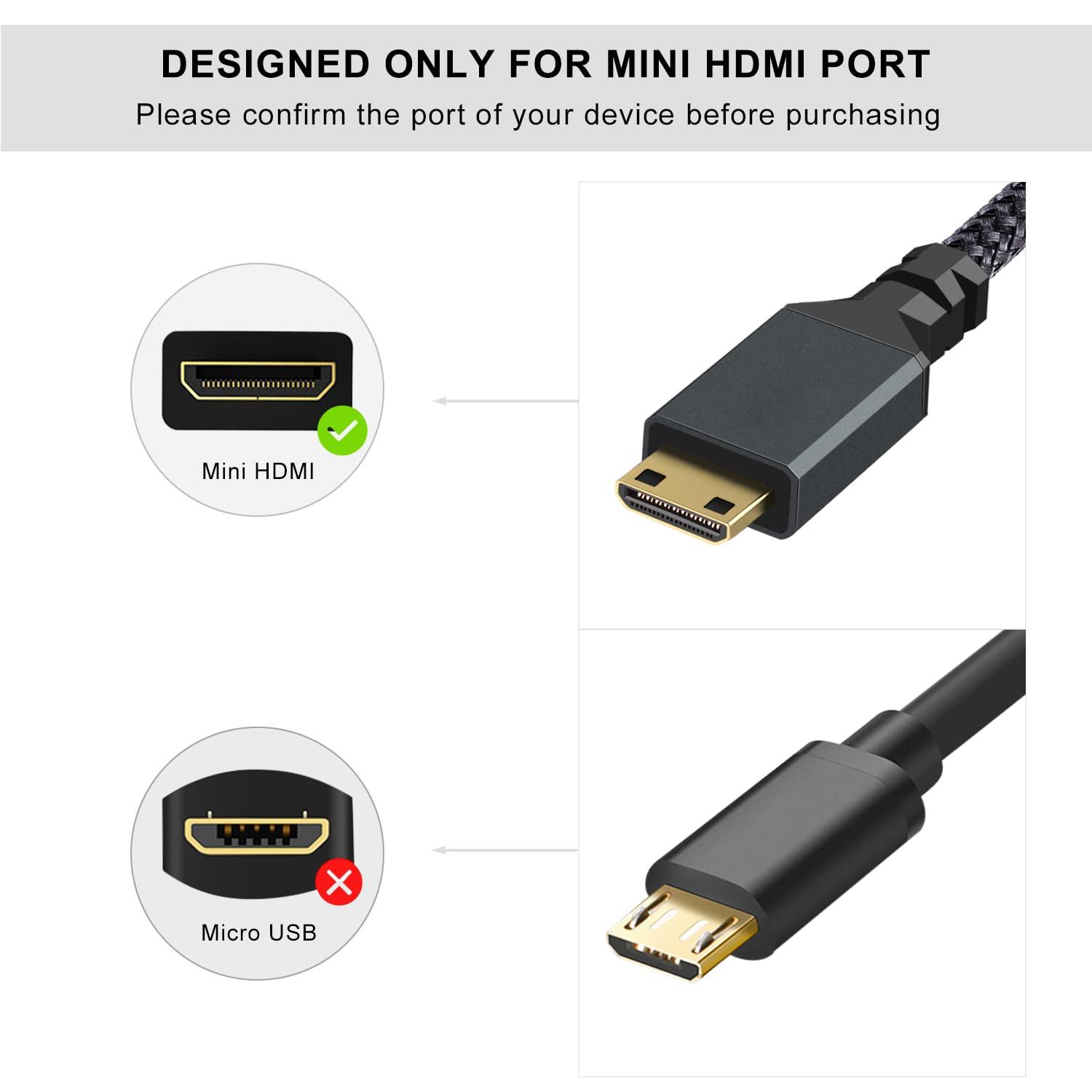 Twozoh Twozoh Left Angled Coiled Mini HDMI to HDMI Cable, 90 Degree Mini HDMI to HDMI Coiled Cable Support 3D/4K 1080P Stretched Length to 1.5M / 5FT