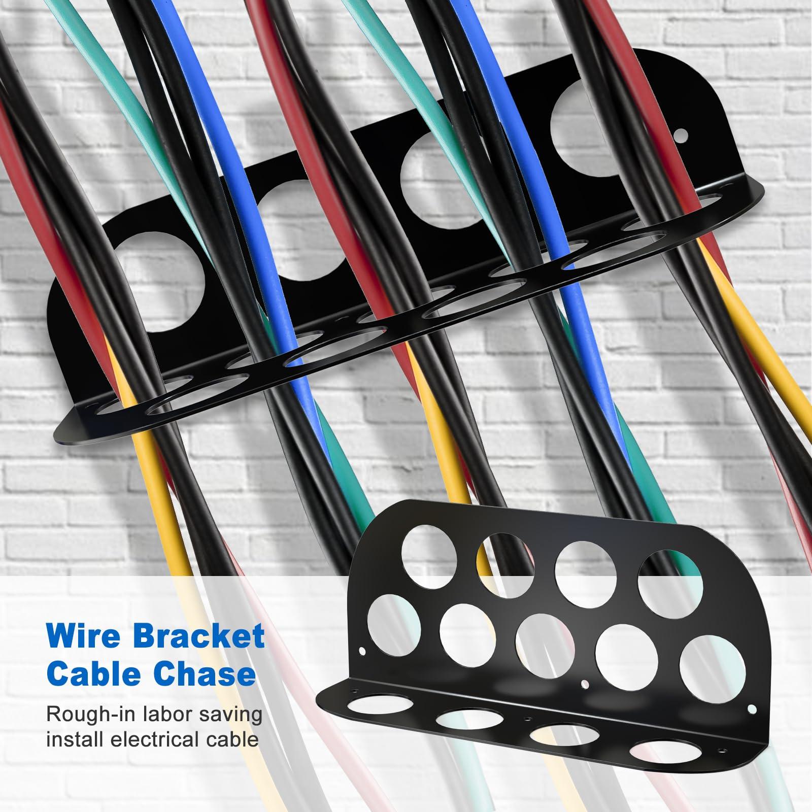 Hadwoer Hadwoer Cable Chase Wire Bracket (10 Pack), Electrical Wire Bracket, NM Cable Organizer, Wire Holder, NM Cable Support, NMSC Stackers, Includes 13 Cable Holes to Keep Wiring Clear and Organized