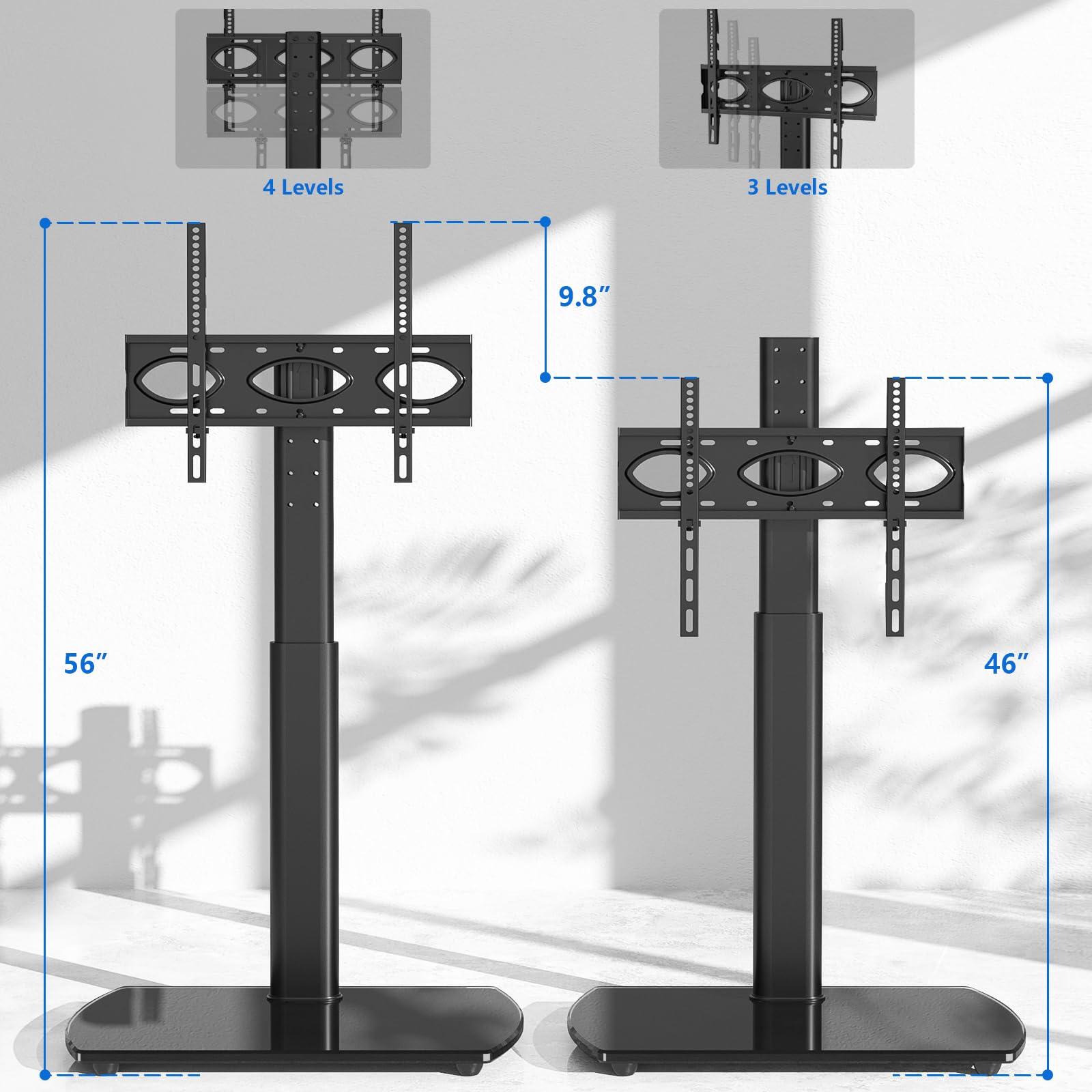 Rfiver Rfiver Swivel TV Floor Stand with Mount for Apple TV/Roku Ultra, Universal for 32-65 Inch LCD LED Flat Screen, Height Adjustable TV Mount Stand with Shelf, Space Saving Corner TV Stand for Home Office