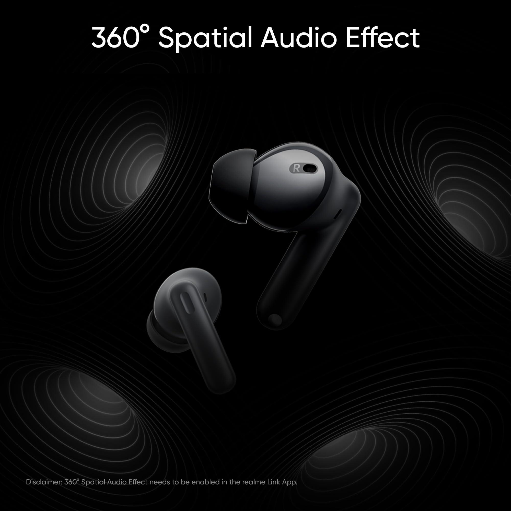 realme realme Earbud T300, Deep Bass, 30db ANC, Immersive Sound, Up to 40 Hour Playtime with Charging case, Bluetooth 5.3, Youth White