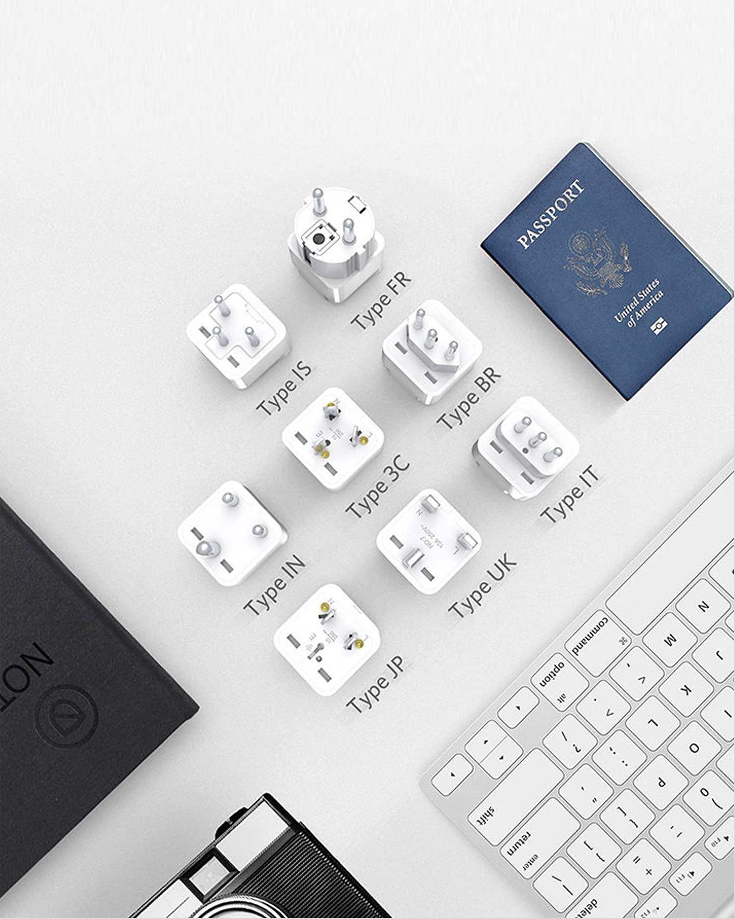 BESTEK BESTEK Worldwide Travel Plug Adapter Set, Grounded Universal Power Plug Adapter for USA to US, EU, AU, UK, GE, HK and More- 8 Packs