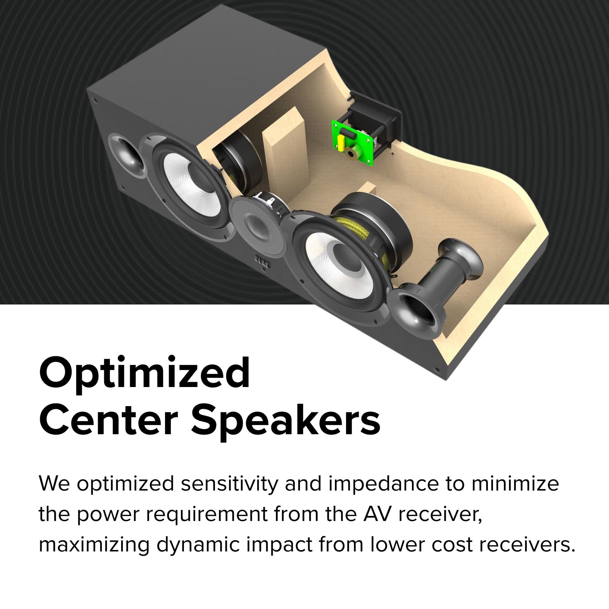 ELAC ELAC Debut 2.0 C6.2 Center Channel Speaker, Black - 1 Cloth Dome Tweeter & Dual 6.5 Aramid Fiber Woofers - 2-Way Bass Reflex - Up to 35,000 Hz Response