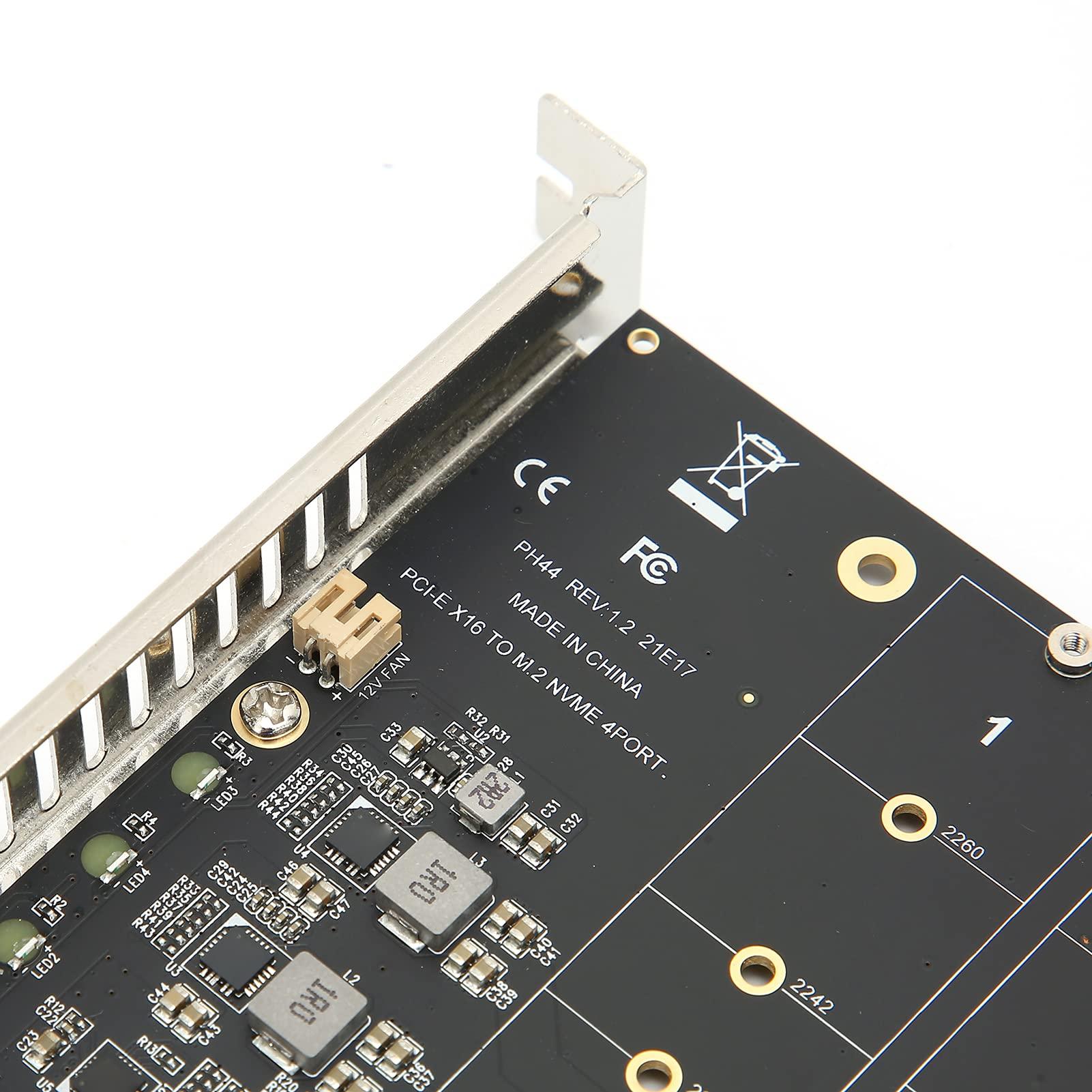Acogedor PCIE NVME Adapter Card, 4 Port M.2 SSD NVME (M Key) to PCIE x 4 Controller Converter Expansion Card(ph44)