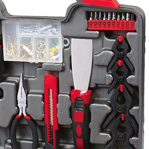 Apollo Tools Apollo Tools 144 Piece Household Tool Set with Convenient Cordless Screwdriver and Most Used Tools in Sturdy Carrying Case for Home Repairs, DIY and Crafts - Red - DT8422