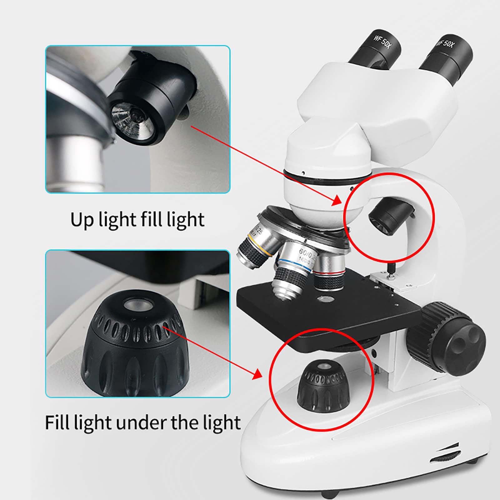 UNICOKA 6000x-15000x Biological Hd Microscope, Digital Led Lab Compound Microscope, with Wide-Field 10x + 50x Eyepieces + 30 Specimens + Display Screen,10000X