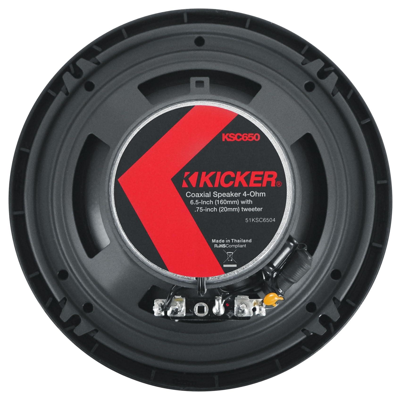 Audiosavings Audiosavings Bundle: (2) Kicker 51KSC6504 6.5" 100 Watt RMS Car Audio Speakers KSC6504 KSC650 Bundle with (2) Rockville RPB3-BLACK Handheld Wireless Linking Portable Bluetooth Speakers(4 Items)