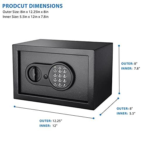 BARSKA Barska Digital Keypad Home & Office Steel Security Safe Lock Box with Deadbolts - 0.36 Cu Ft Compact