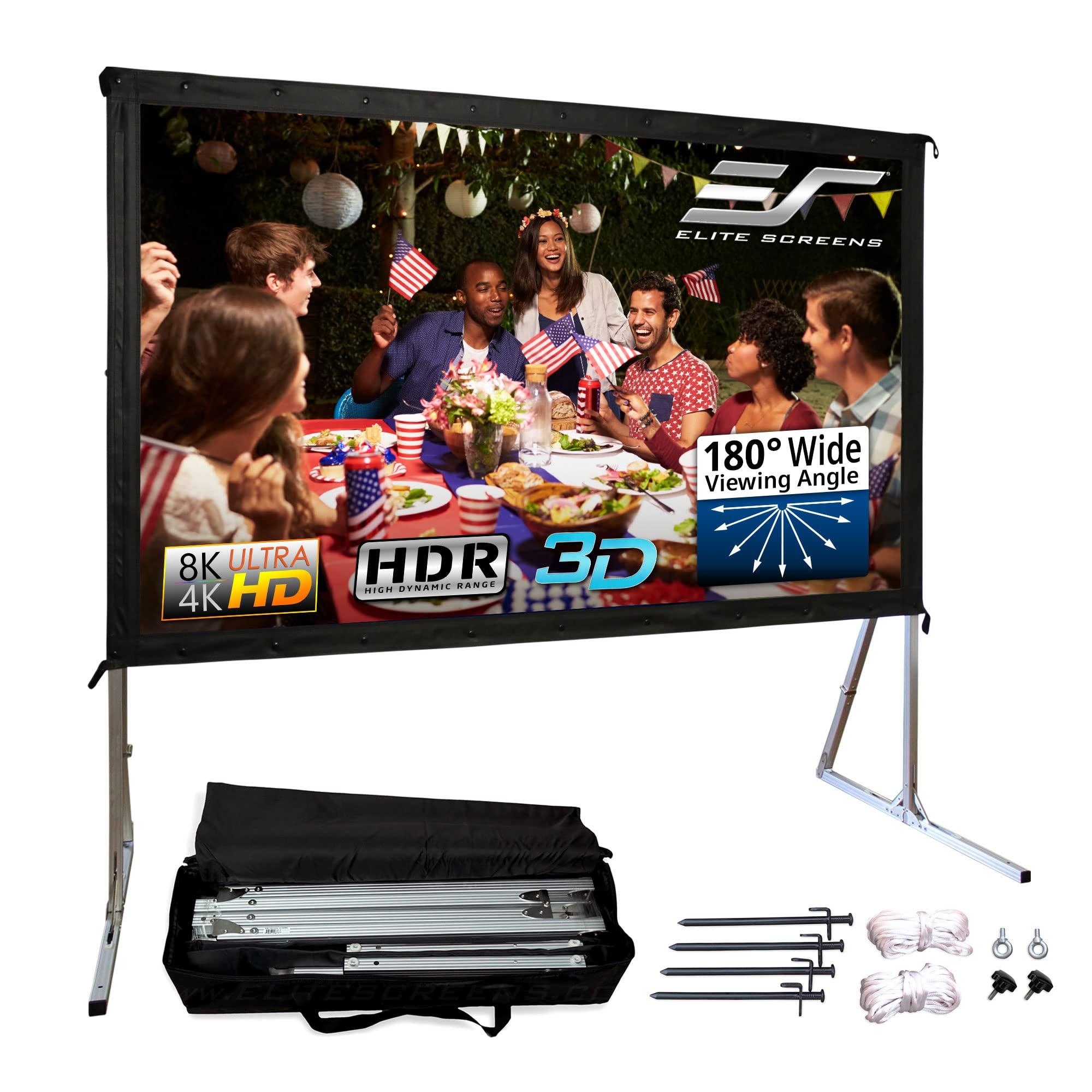 Elite Screens Elite Screens Yard Master 2, 75-inch Outdoor Projector Screen with Stand 16:9, 8K 4K Ultra HD 3D Fast Folding Portable Movie Theater Indoor Foldable Snap On 75 Front Projection | OMS75H2