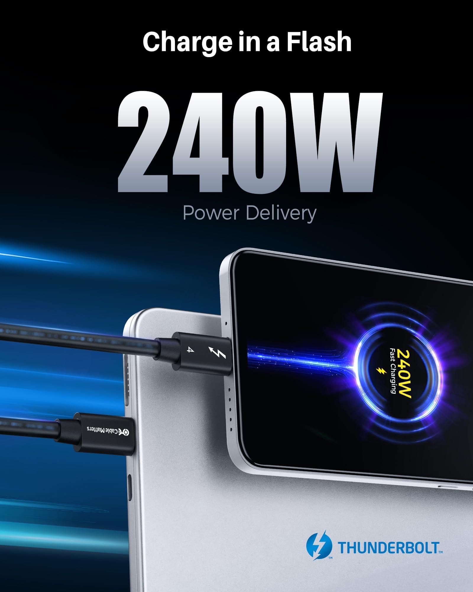 Cable Matters Cable Matters [Intel Certified] 40Gbps Thunderbolt 4 Cable 3.3ft with 8K Video and 240W Charging - 1m, Compatible with USB4, Thunderbolt 3 Cable and USB-C