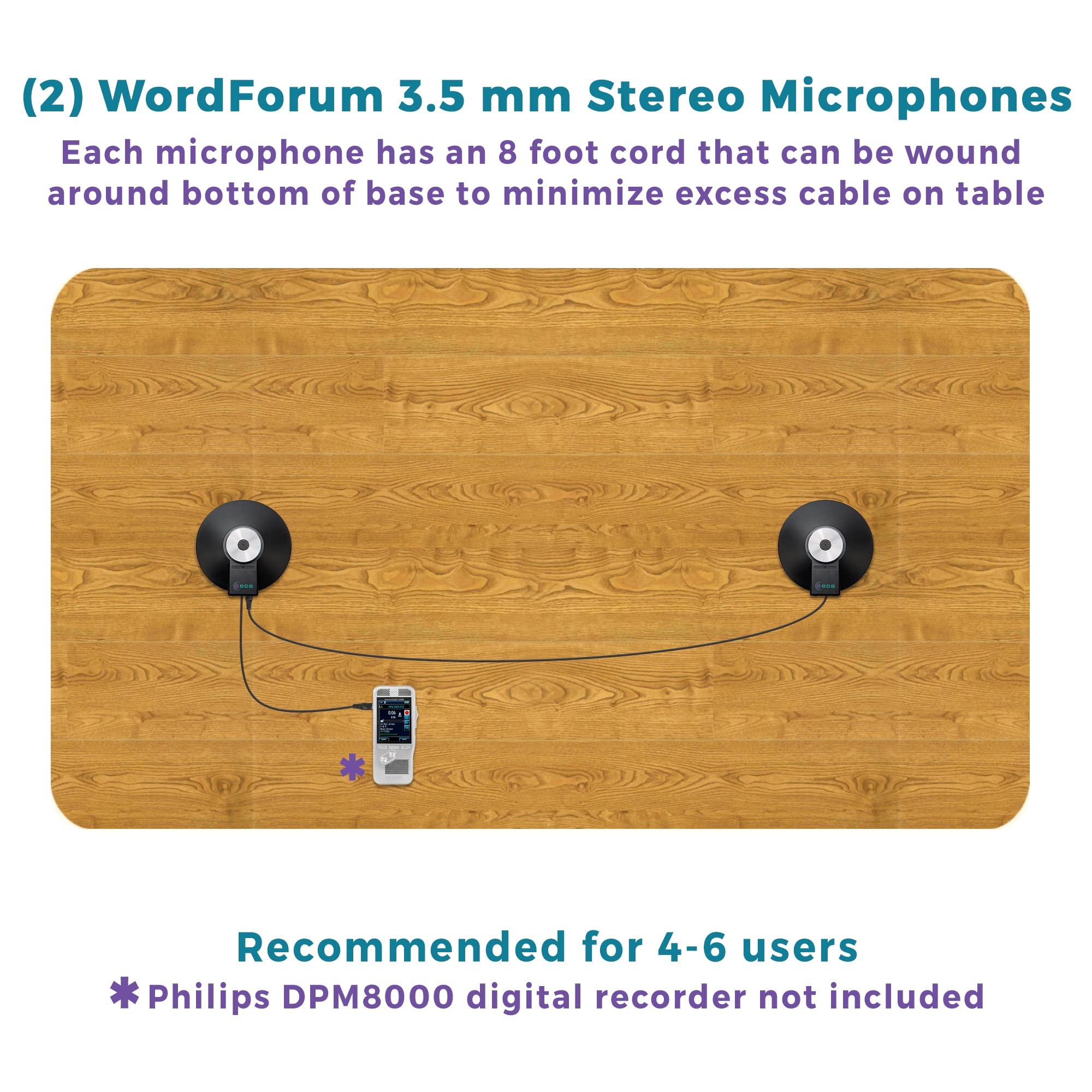 ECS ECS WordForum 3.5mm TRS 360 Omnidirectional Stereo Conference Microphone for PC - with Daisy Chain Option, Condenser Mic for Teleconferencing - 2 Pack