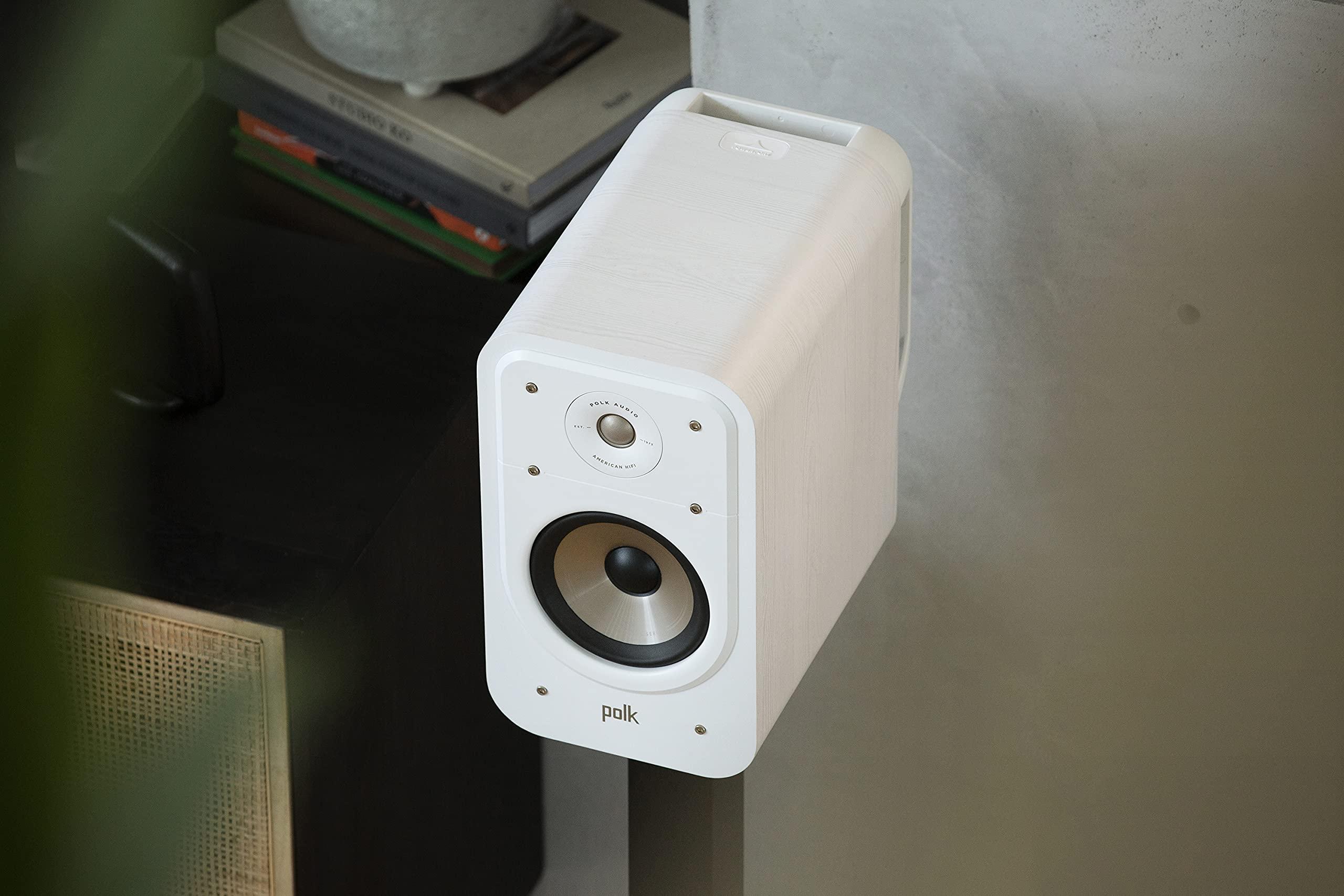 Polk Audio Polk Signature Elite ES20 Bookshelf Speaker - Hi-Res Audio Certified, Dolby Atmos & DTS:X Compatible, 1\" Tweeter & 6.5\" Woofer, Power Port Technology for Effortless Bass (Pair, Elegant White-Washed)