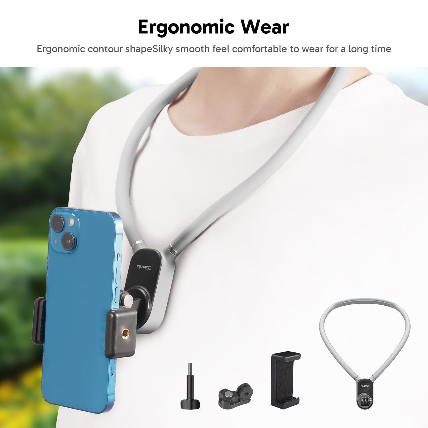 AKASO AKASO Magnetic Neck Mount Holder, Vlog Action Camera Accessories Compatible with GoPro Hero12/11/10/ 9/Max EK7000/Brave 4//DJI Osmo Action/Smart Phone with Phone Clip Vertical Adapter