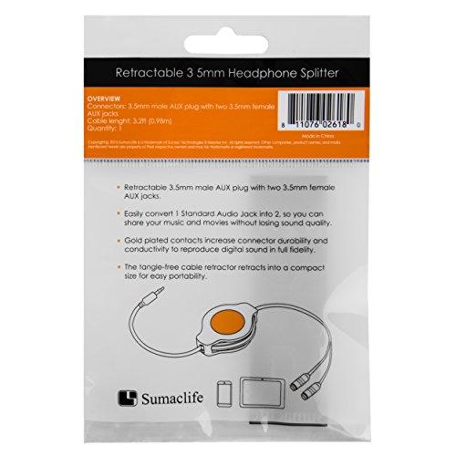 SumacLife SumacLife RetractHeadphoneSplitNBLU Retractable 3.2' Cable