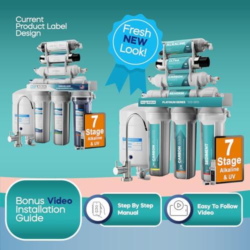 NU Aqua NU Aqua 6-Stage UV Under Sink Reverse Osmosis Water Filter System - 100 GPD RO Filtration & UV - Faucet & Tank - PPM Meter - 100GPD Undersink - Home Kitchen Pure Agua Drinking Water Purifier