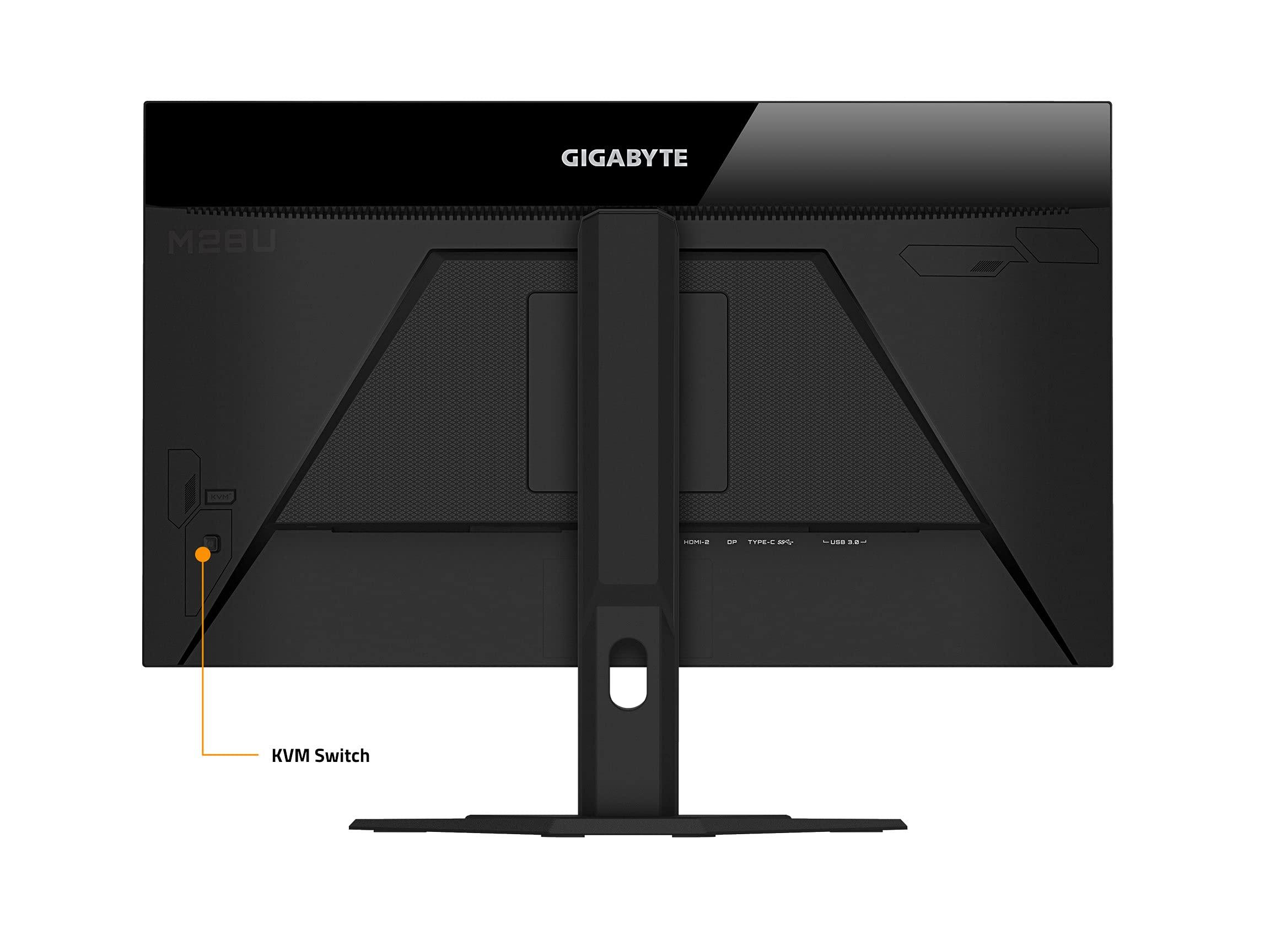 GIGABYTE Gigabyte M28U-SA-R 28" 144Hz 2160P UHD-KVM Gaming Monitor (3840x2160 4k SS IPS Display/1ms (GTG) RT/94% DCI-P3/HDR Ready/FreeSync Premium Pro/1x DisplayPort 1.4/2x HDMI 2.1/1x USB Type-C) (RENEWED)