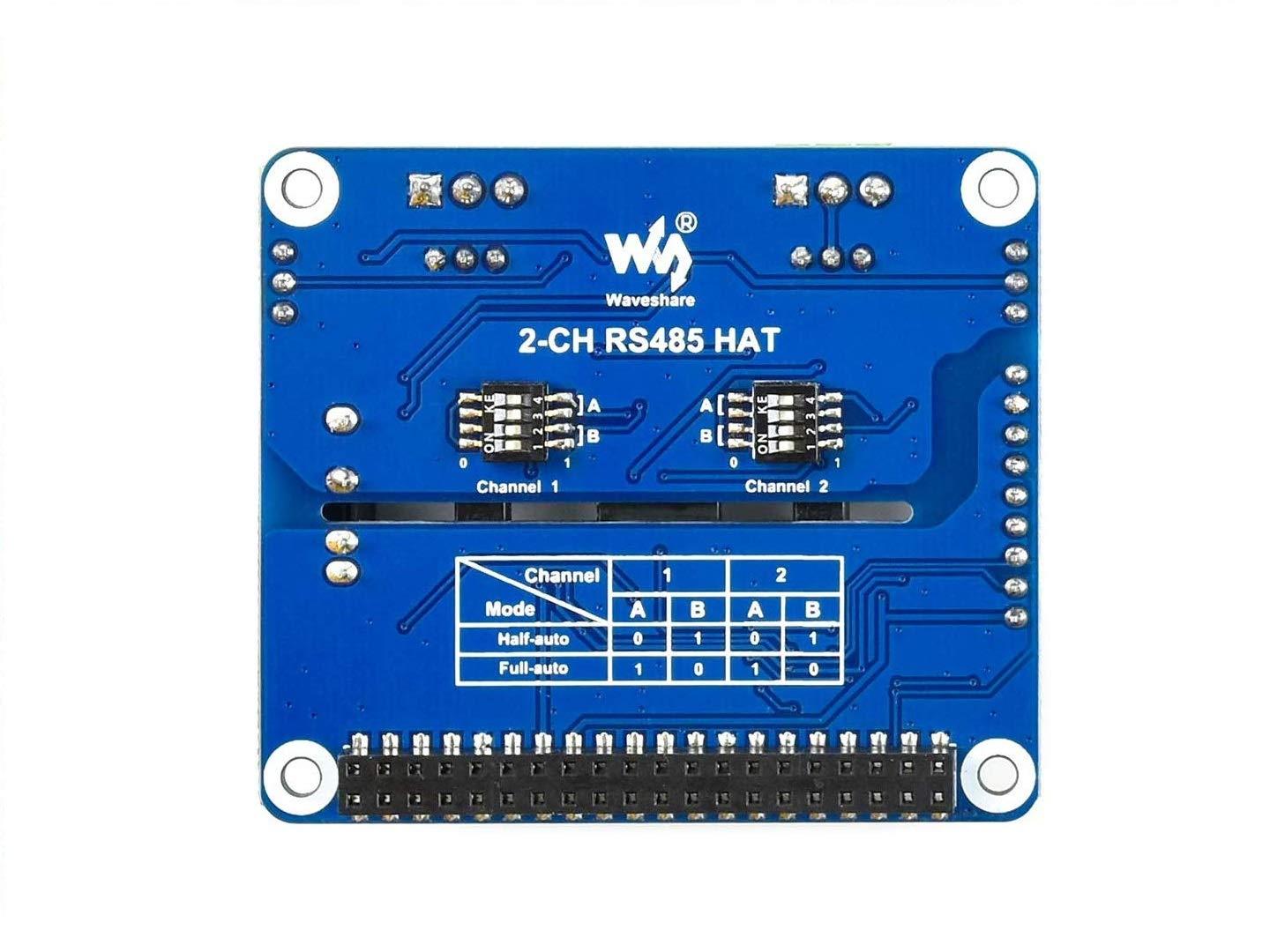 waveshare 2-Channel Isolated RS485 Expansion HAT for Raspberry Pi Series Boards with Embedded Protection Circuits, Adopt SC16IS752+SP3485 Solution,Converts SPI to RS485
