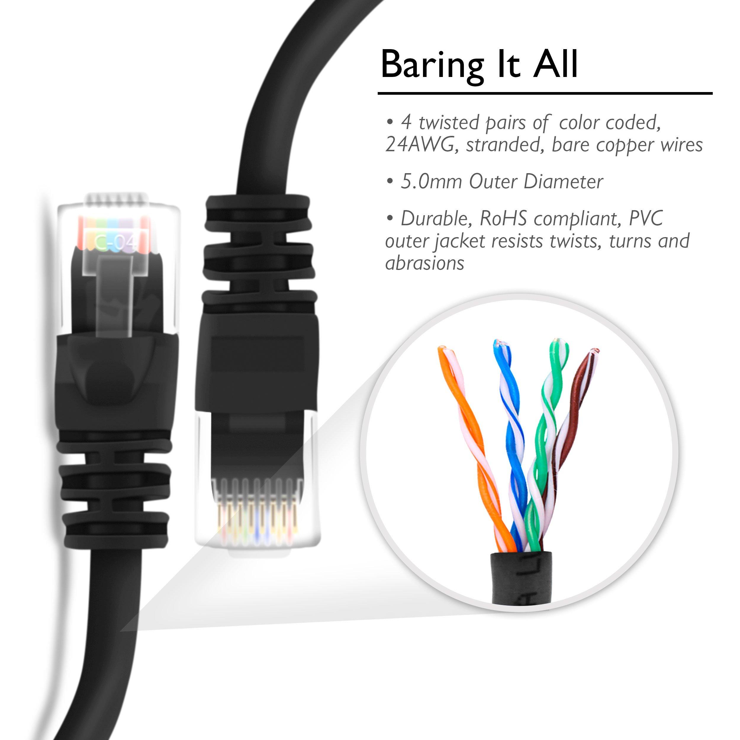 GearIT GearIT 10-Pack, Cat5e Ethernet Patch Cable 30 Feet - Snagless RJ45 Computer LAN Network Cord, Black