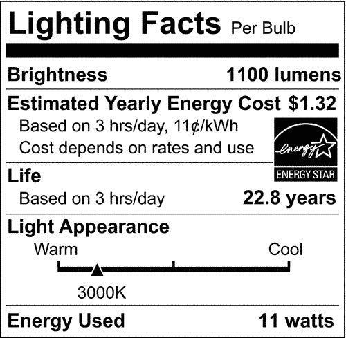 Satco Satco Lighting S29811-11 Watt A19 LED Dimmable Frosted Light Bulbs - 3000K - Medium Base - 1100 Lumens - 220 Degree Beam Angle -120 Volts (6 Pack)