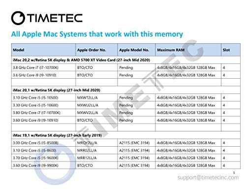 Timetec Timetec 16GB KIT(2x8GB) Compatible for Apple DDR4 2666MHz for Mid 2020 iMac (20,1/20,2) / Mid 2019 iMac (19,1) 27-inch w/Retina 5K Display, Late 2018 Mac Mini (8,1) PC4-21333 / PC4-21300 MAC RAM