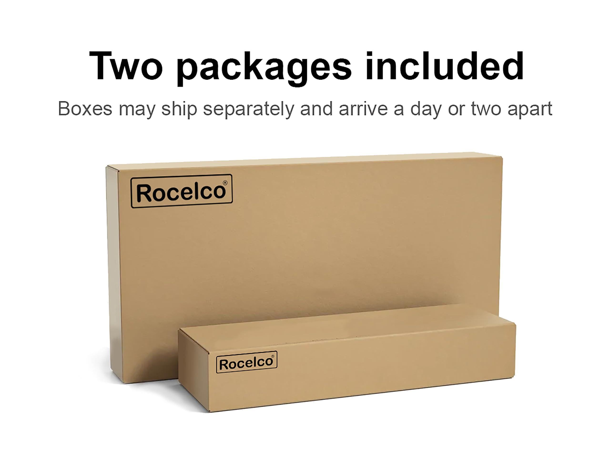 Rocelco Rocelco 40\" Height Adjustable Standing Desk Converter with AC Outlet USB Charger and Dual Monitor Stand - Tabletop Riser Computer Workstation - Sliding Keyboard Tray - Black (R DADRB-40-ACUSB-DMS)