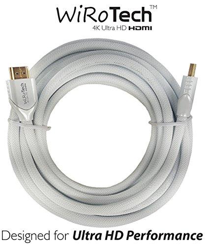 WiRoTech WiRoTech HDMI Cable 4K Ultra HD with Braided Cable, HDMI 2.0 18Gbps, Supports 4K 60Hz, Chroma 4 4 4, Dolby Vision, HDR10, ARC, HDCP2.2 (25 Feet, White)
