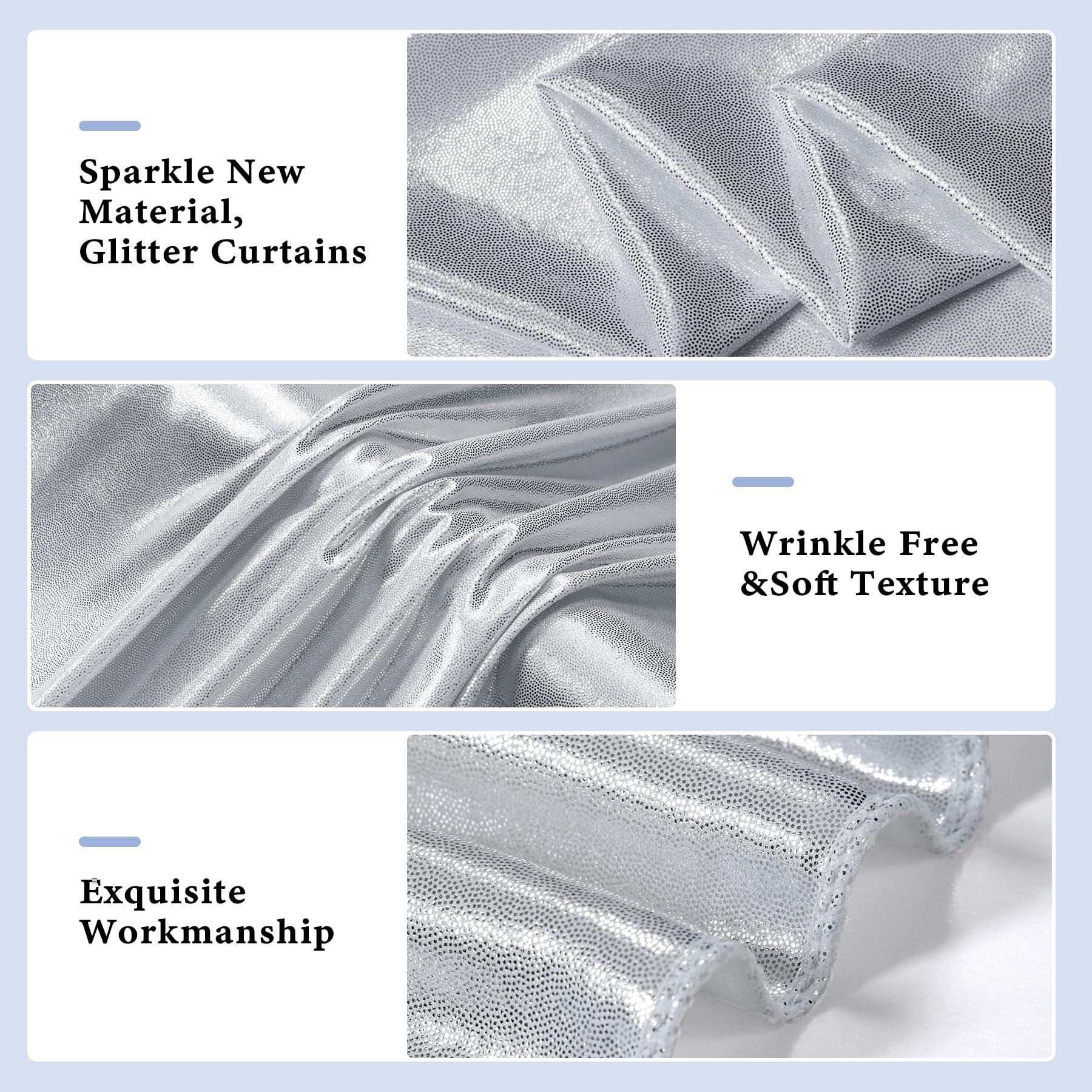 Outpain Outpain Thick 10 ft x 10 ft Silver Sequin Backdrop Curtain for Parties, Wrinkle Free Glitter Photo Backdrop Drapes 2 Panels 5x10ft Silver Back Drop Cloth for Wedding Christmas Photography Background