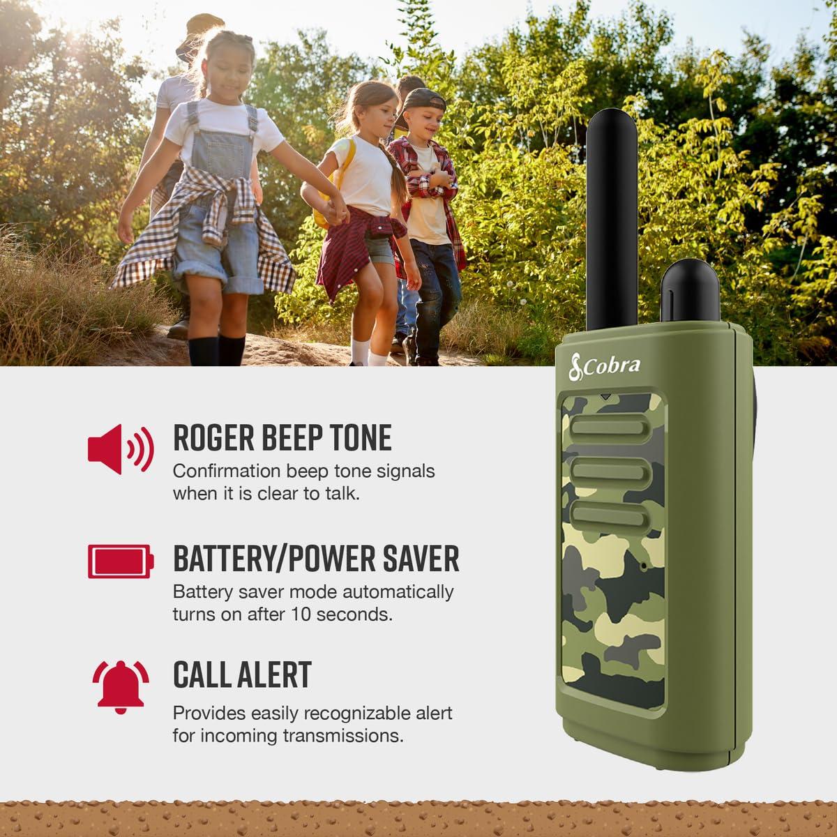 Cobra Cobra HE150 G - Kid Friendly Walkie Talkies - 16-Mile Range, 2 Channels Two-Way Radio Set, Green, (2-Pack)