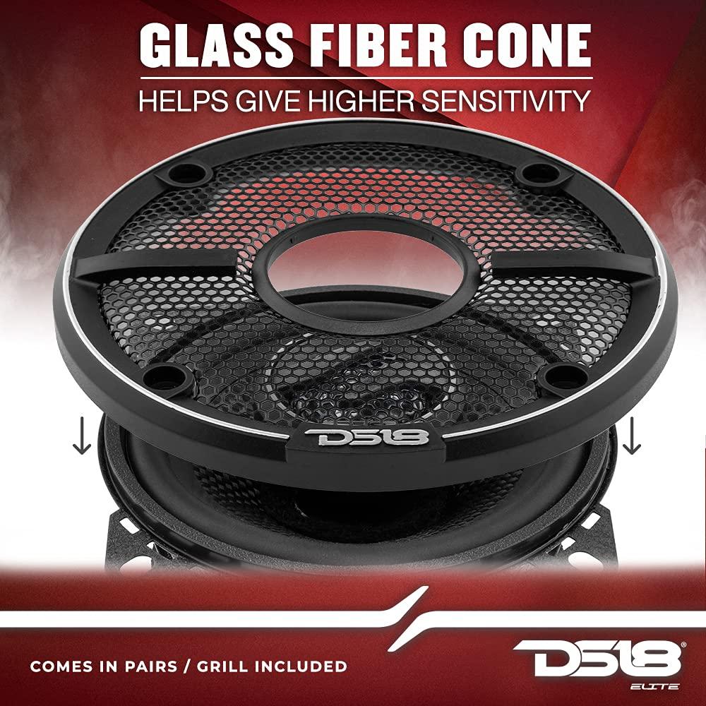 DS18 DS18 ZXI-44 4" Car Audio Coaxial Speaker with Built in Neodymium Tweeter and Kevlar Cone 2 Way 150 Watts Max 4 Ohm (2 Speakers) (Renewed)