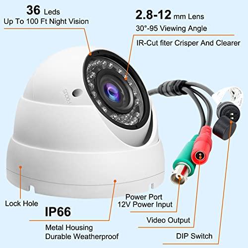 Anpviz Anpviz Analog CCTV Camera HD 1080P 4-in-1 Security Camera(TVI/AHD/CVI/960H CVBS) Analog Security Camera 2.8-12mm Varifocal Lens 36 IR-LEDs Turret Dome Camera for Day& Night