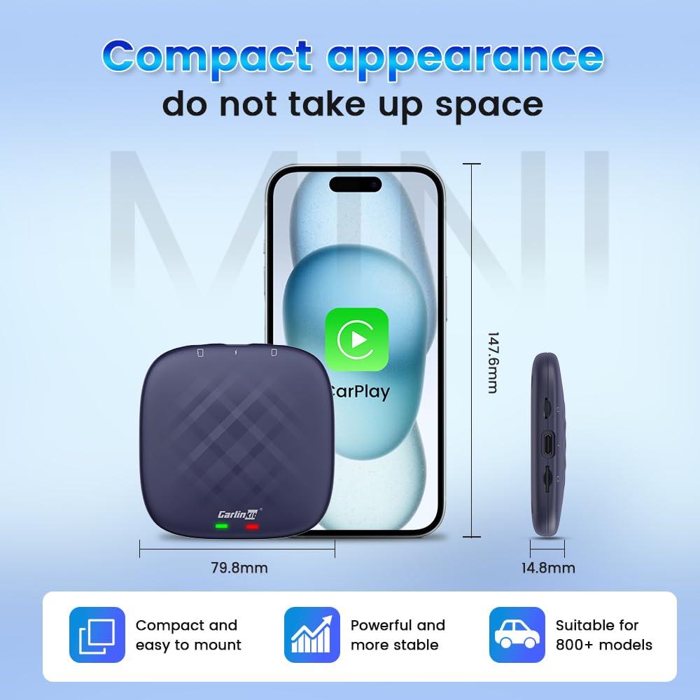 Carlinkit CarlinKit CarPlay Box Streaming Device for Car YouTube, TikTok, Netflix CarPlay Adapter | Convert Wired to Wireless CarPlay & Android Auto | Android 13.0, 8-Core, 8GB+128GB, SM6225, Blue
