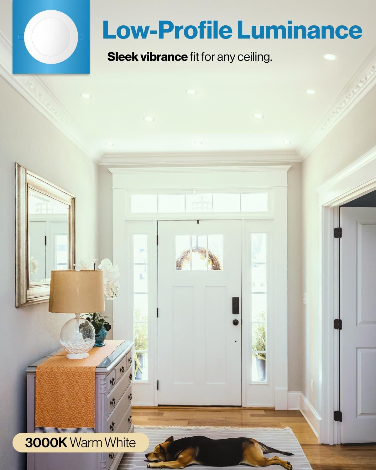 Sunco Lighting Sunco 6 Pack 6 Inch Ultra Thin LED Recessed Ceiling Lights, 3000K Warm White, Dimmable, 14W=100W, Wafer Thin, Canless with Junction Box