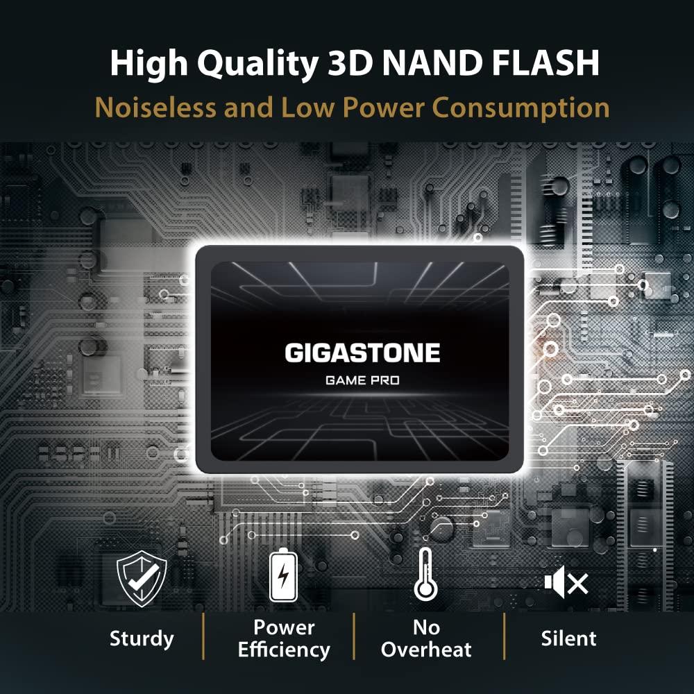 Gigastone Gigastone SATA SSD 512GB 2.5 inch SSD 530MB/s Upgrade Laptop PC Memory and Storage PS4 HDD Replacement 2.5" Internal Solid State Hard Drives SATA III SLC Cache 3D NAND Game Pro Performance