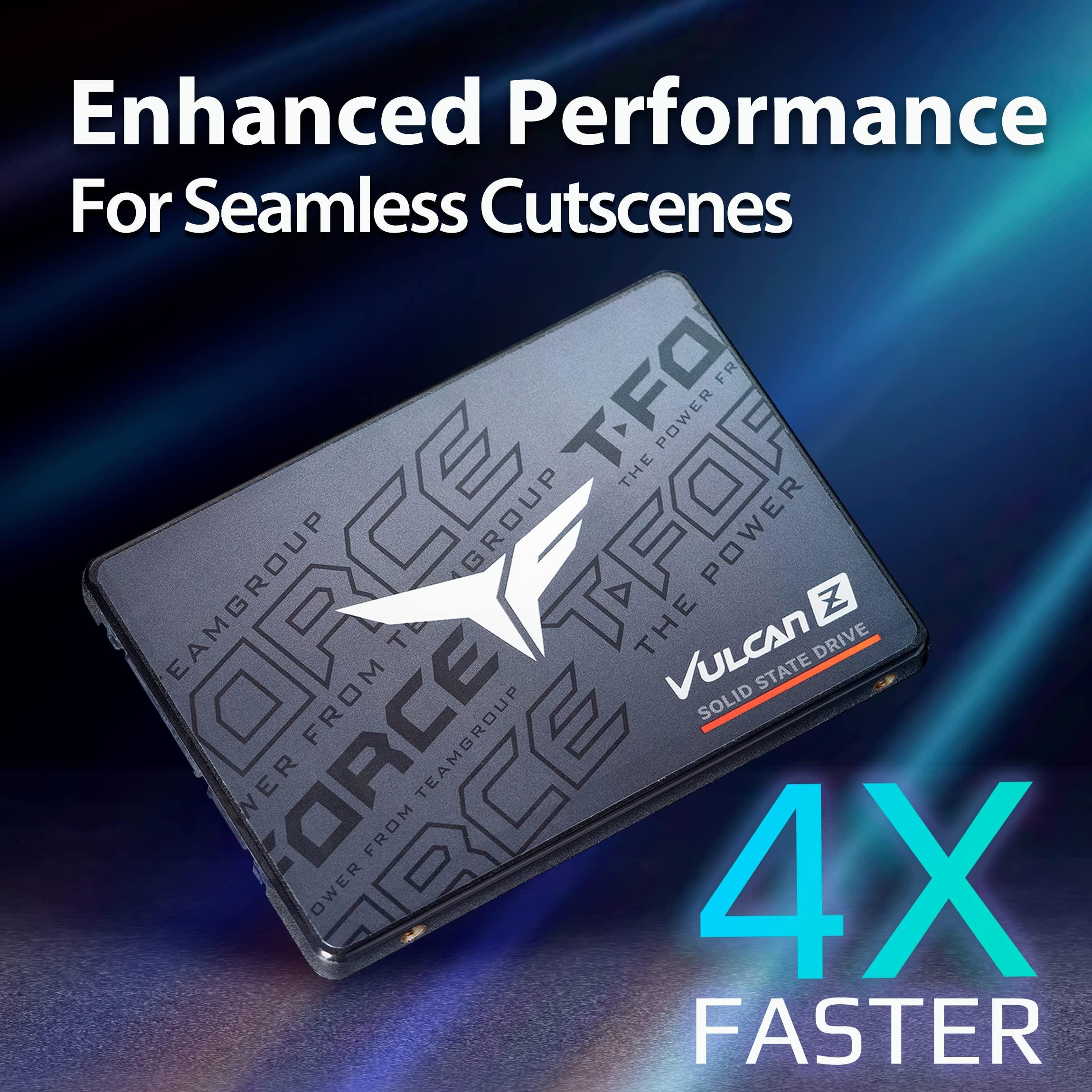 TEAMGROUP TEAMGROUP T-Force Vulcan Z 2TB SLC Cache 3D NAND TLC 2.5 Inch SATA III Internal Solid State Drive SSD (R/W Speed up to 550/500 MB/s) T253TZ002T0C101