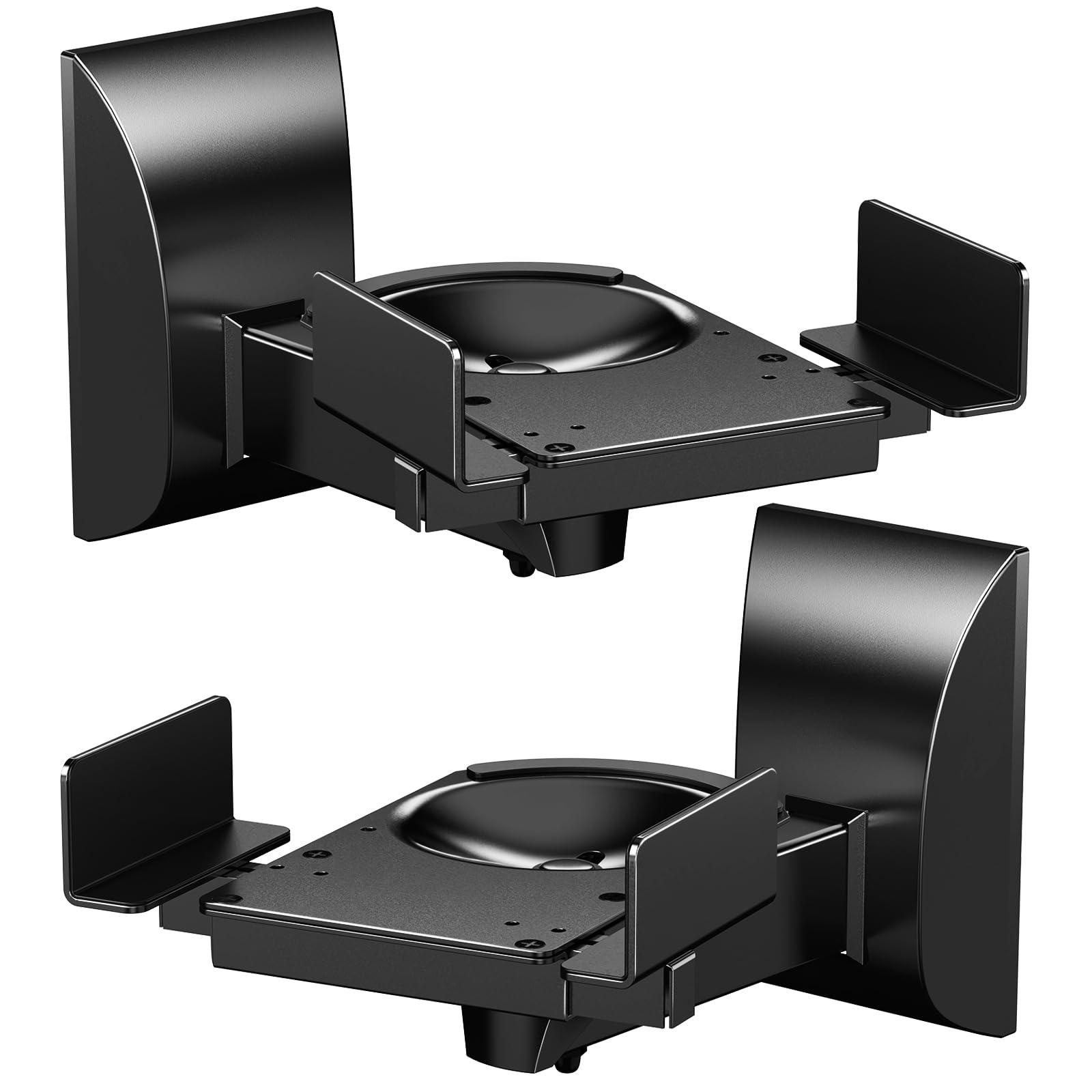 WALI WALI Speaker Wall Mounts, Dual Side Clamping Bookshelf Mounting Bracket for Large Surrounding Sound Speakers, Hold up to 55 lbs. (SWM201), 1 Pair, Black